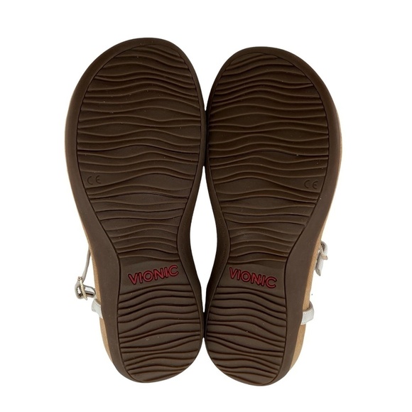 Vionic White Gold Embellished Rest Nala T-Strap Flat Sandals Size 8 Wide Women’s - Picture 8 of 8